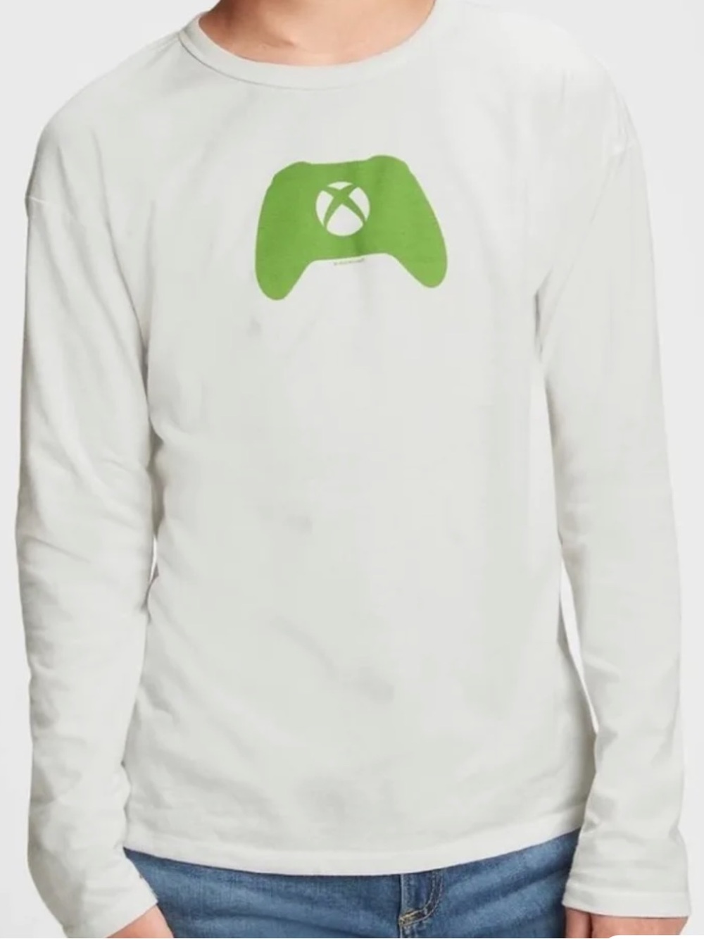 GAP Boys Long Sleeve Tee with Green Game Controller Graphic